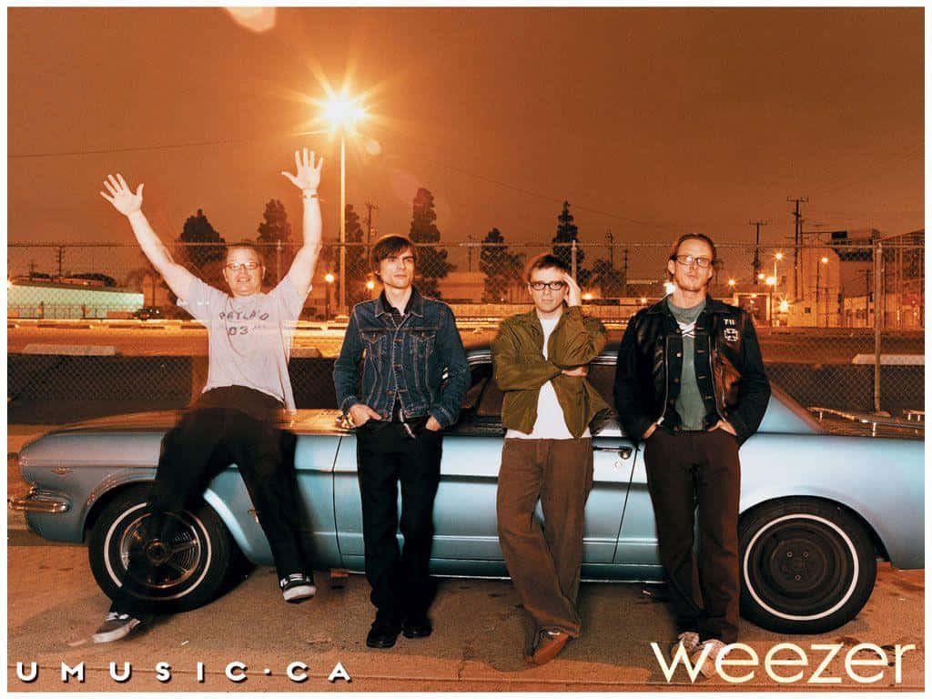 Weezer Band Nighttime Car Photoshoot Background