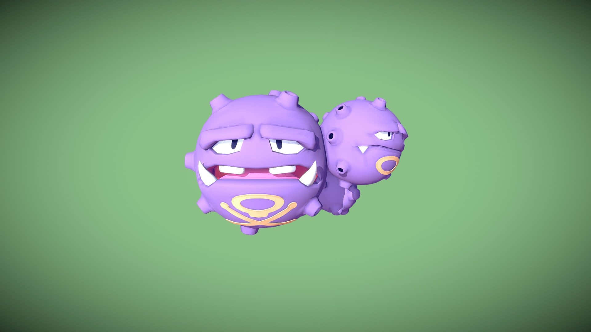 Weezing On Green Background Background