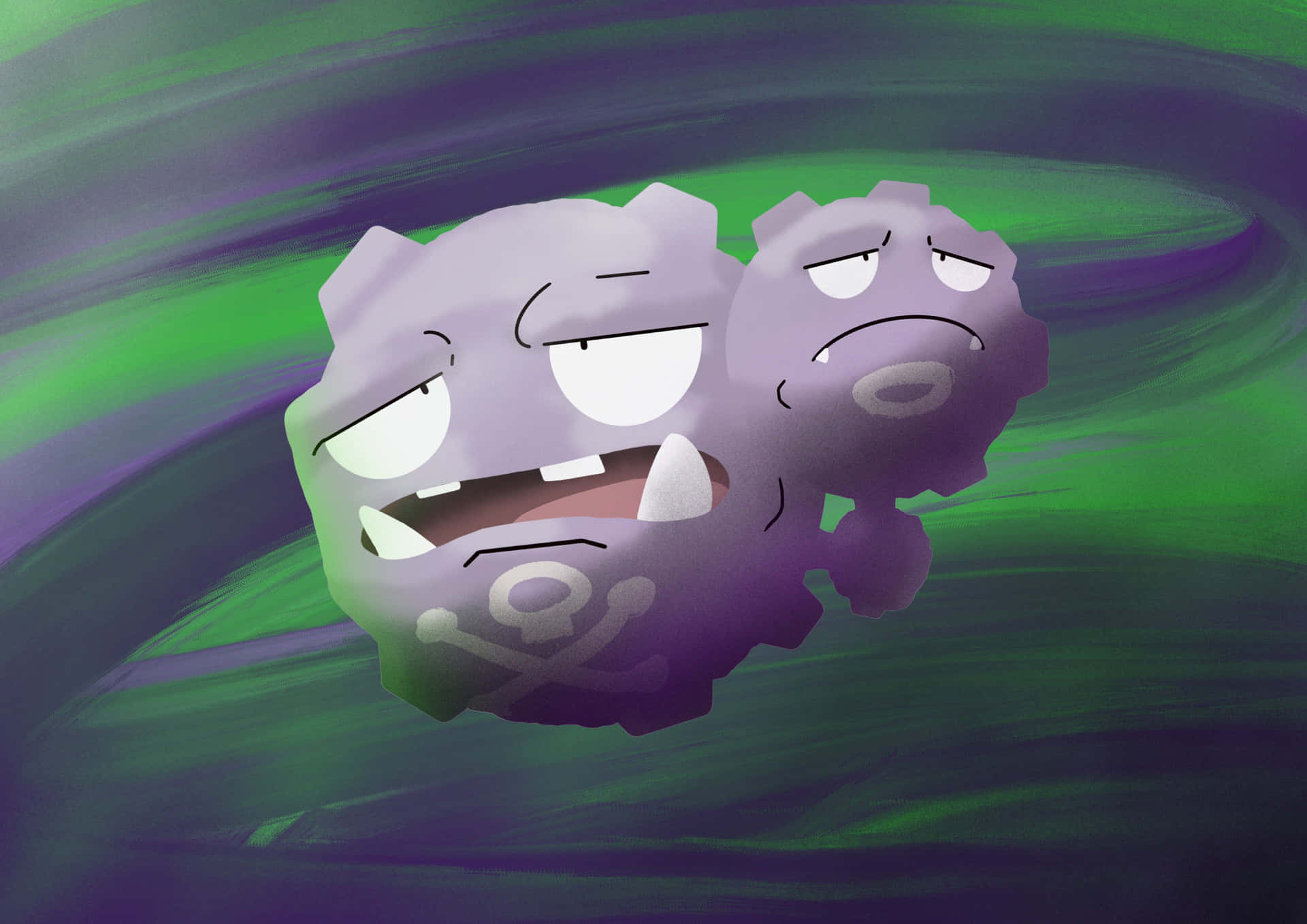 Weezing On Purple And Green Background Background