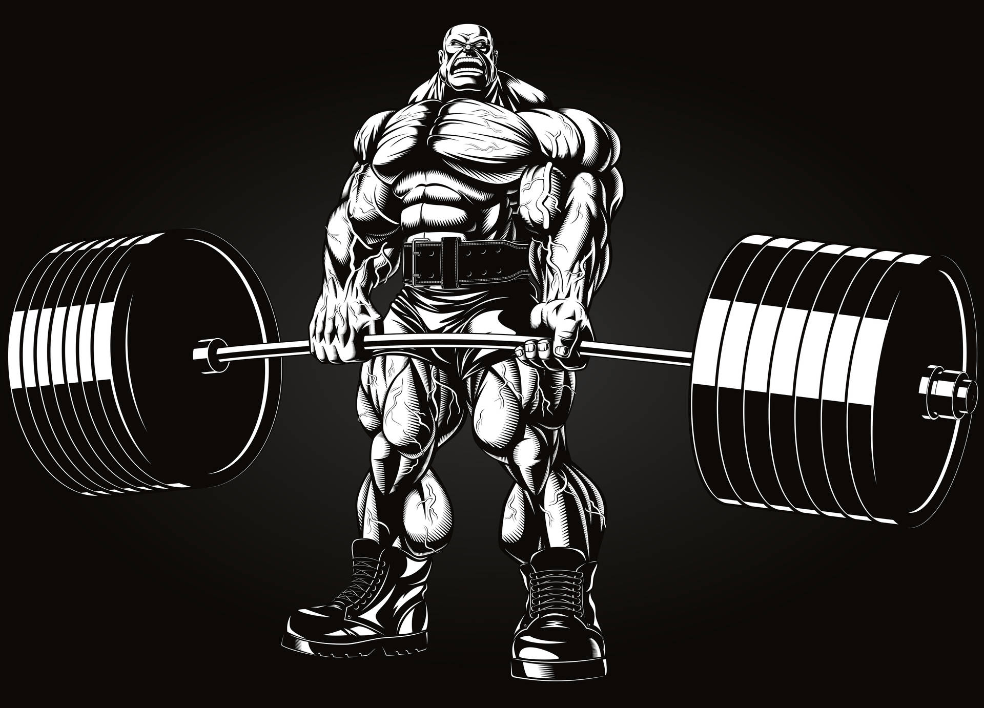 Weightlifter With A Barbell Art Background