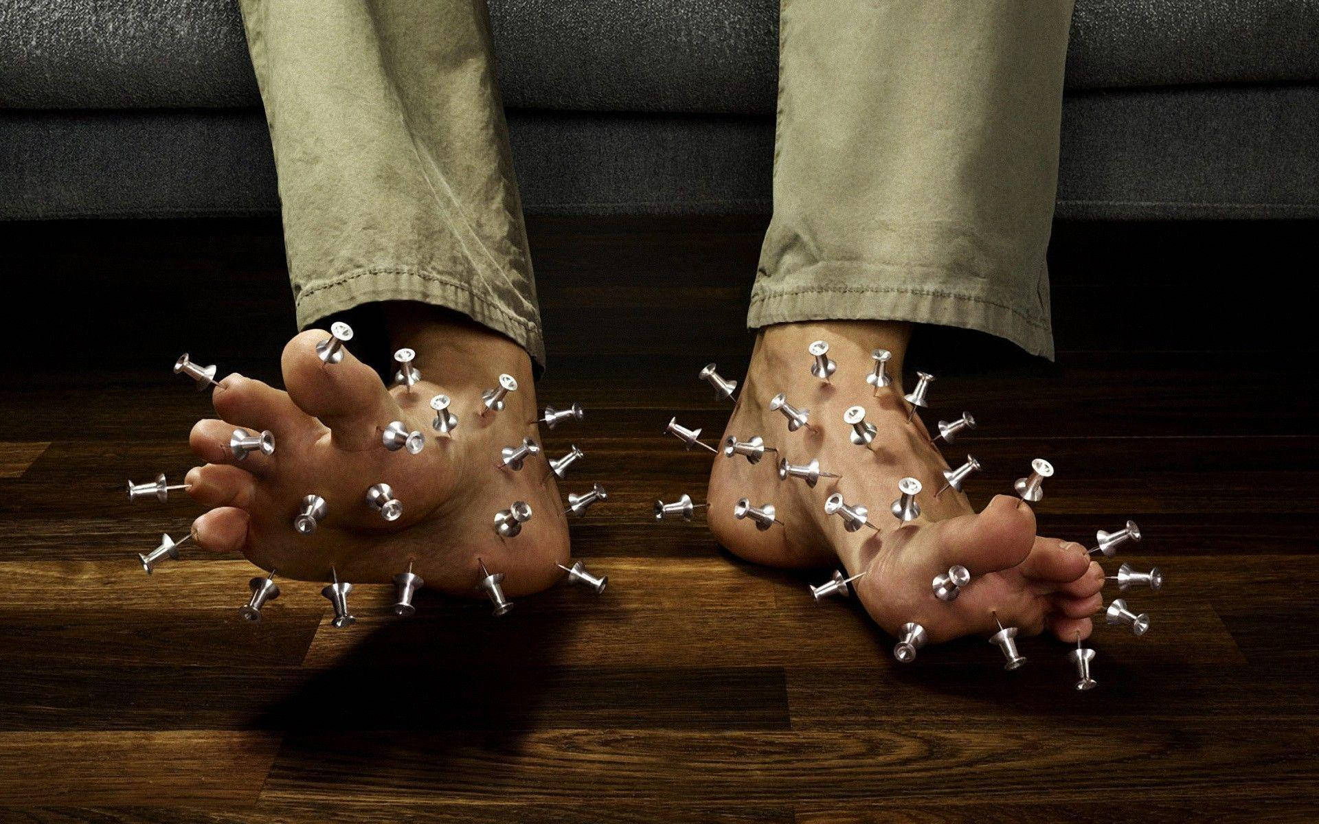 Weird Feet With Pins Background