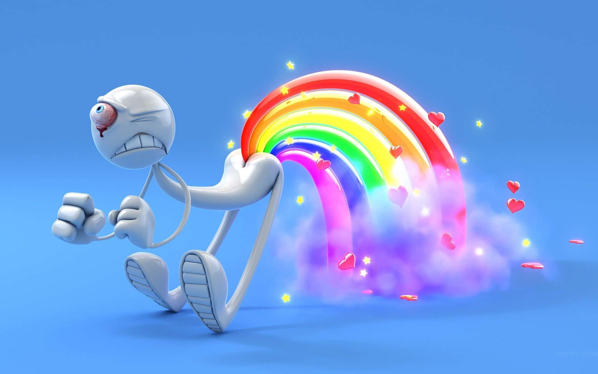 Weird Pfp Of Man Pooping Rainbow Background