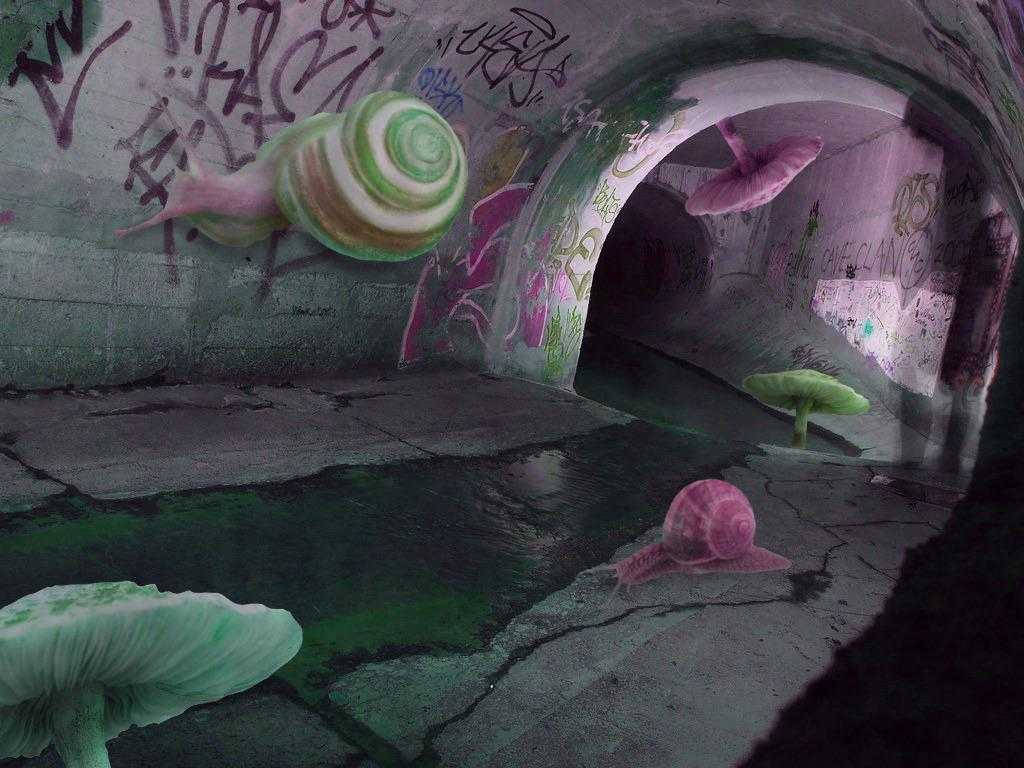 Weirdcore Cave With Paint Artworks