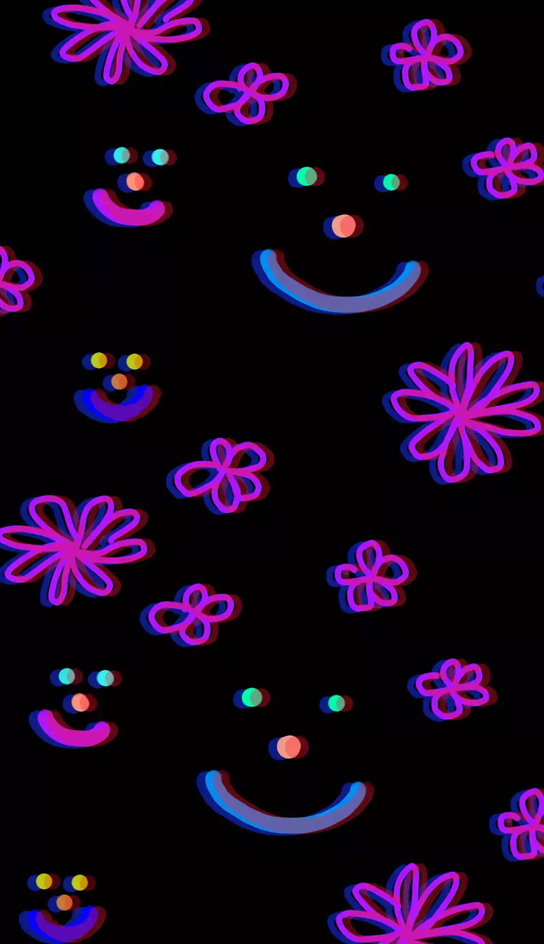 Weirdcore Flowers And Smileys Background