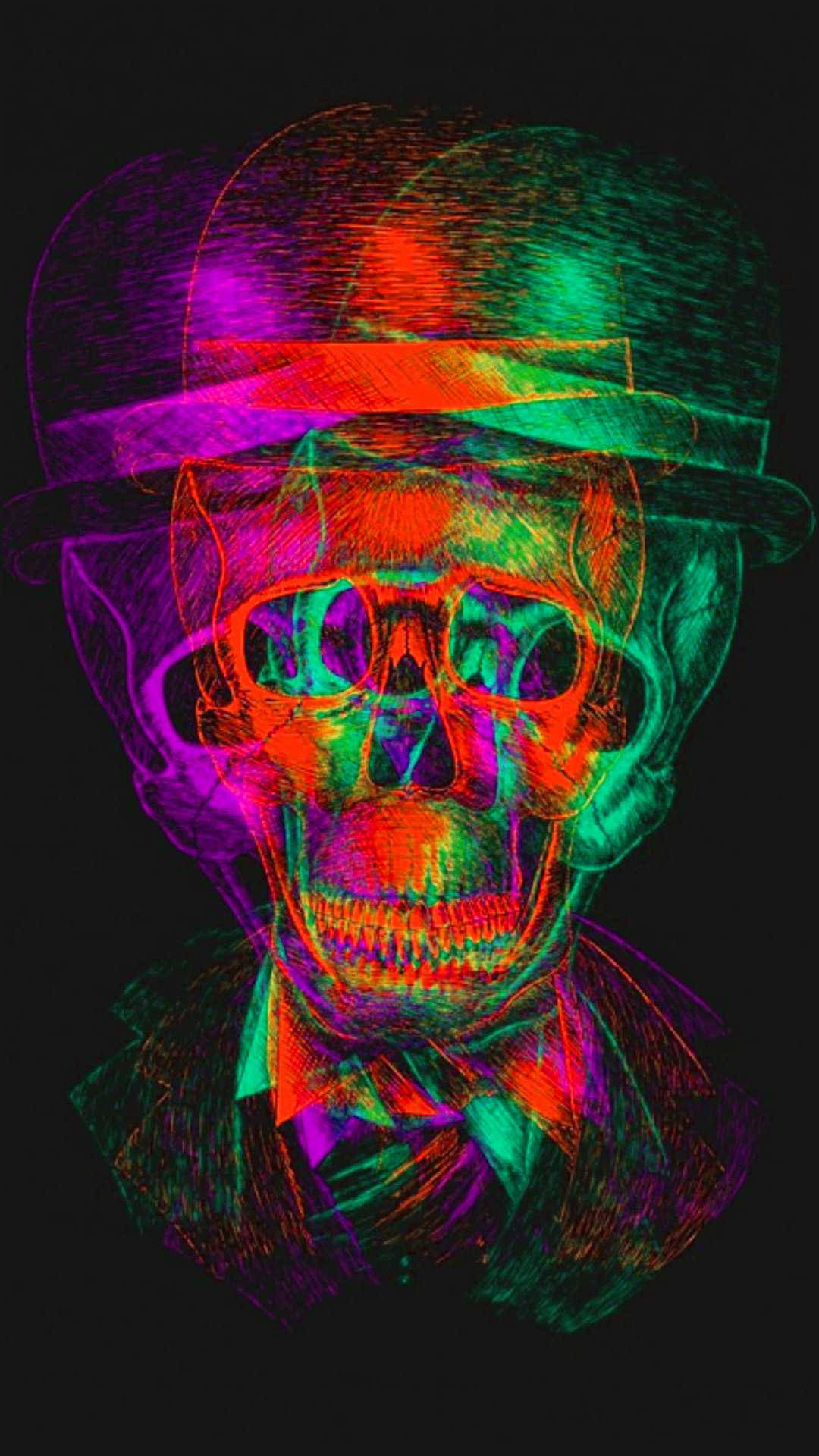 Weirdcore Trippy Skeleton Background