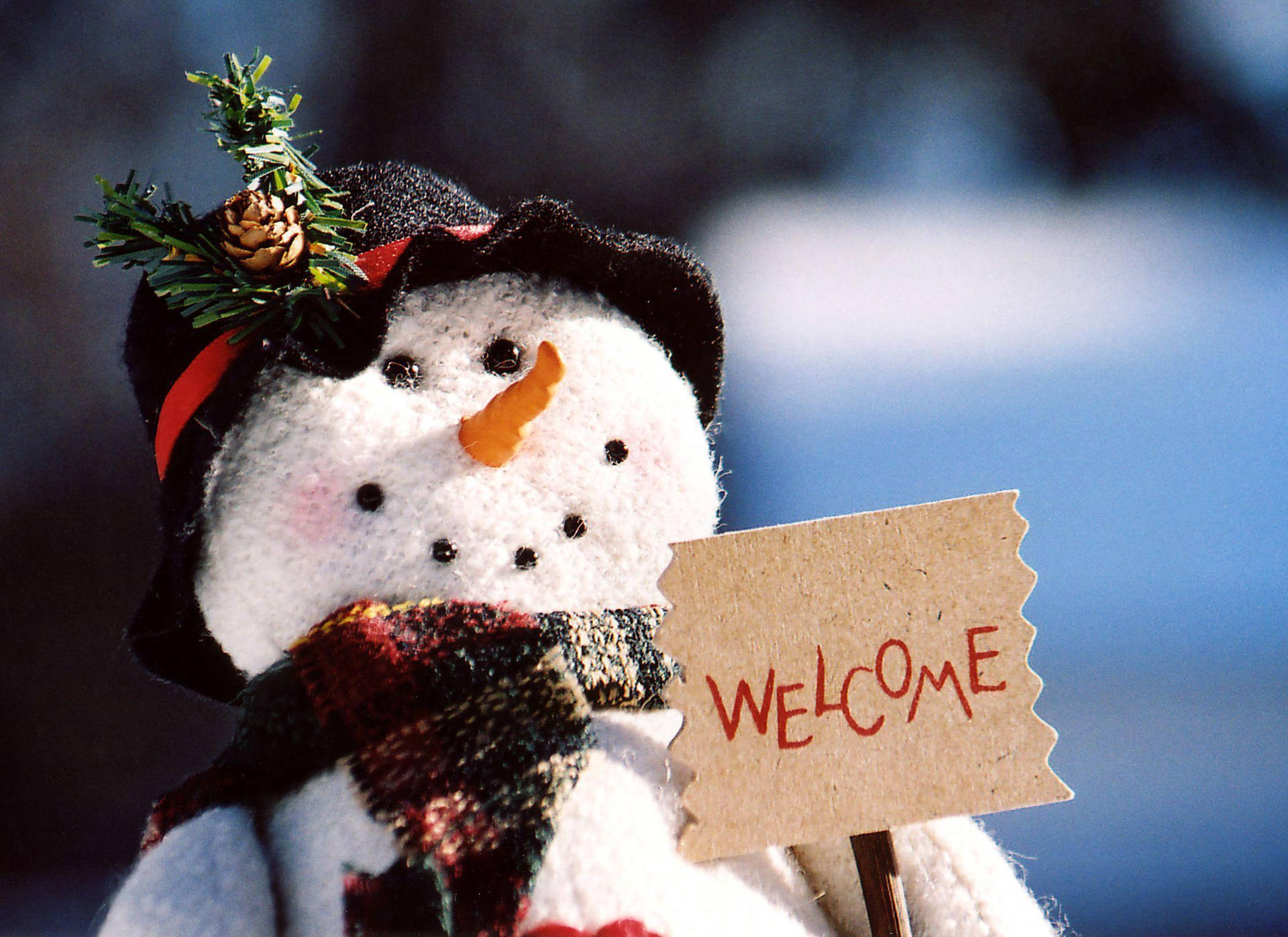 Welcome Christmas Snowman Background