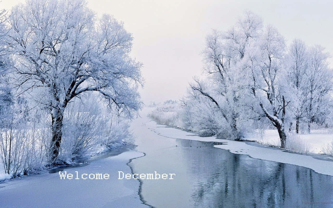 Welcome December Aesthetic Winter Lake Background