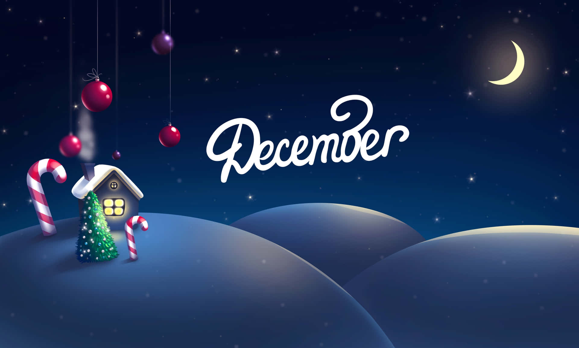Welcome December Christmas House Digital Art Background