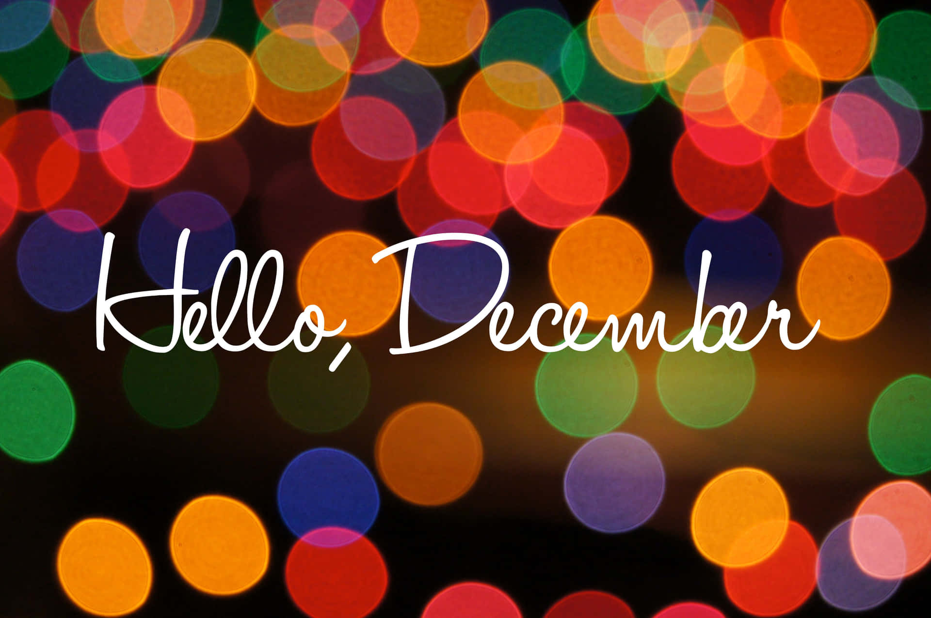 Welcome December Colorful Bokeh Lights Background