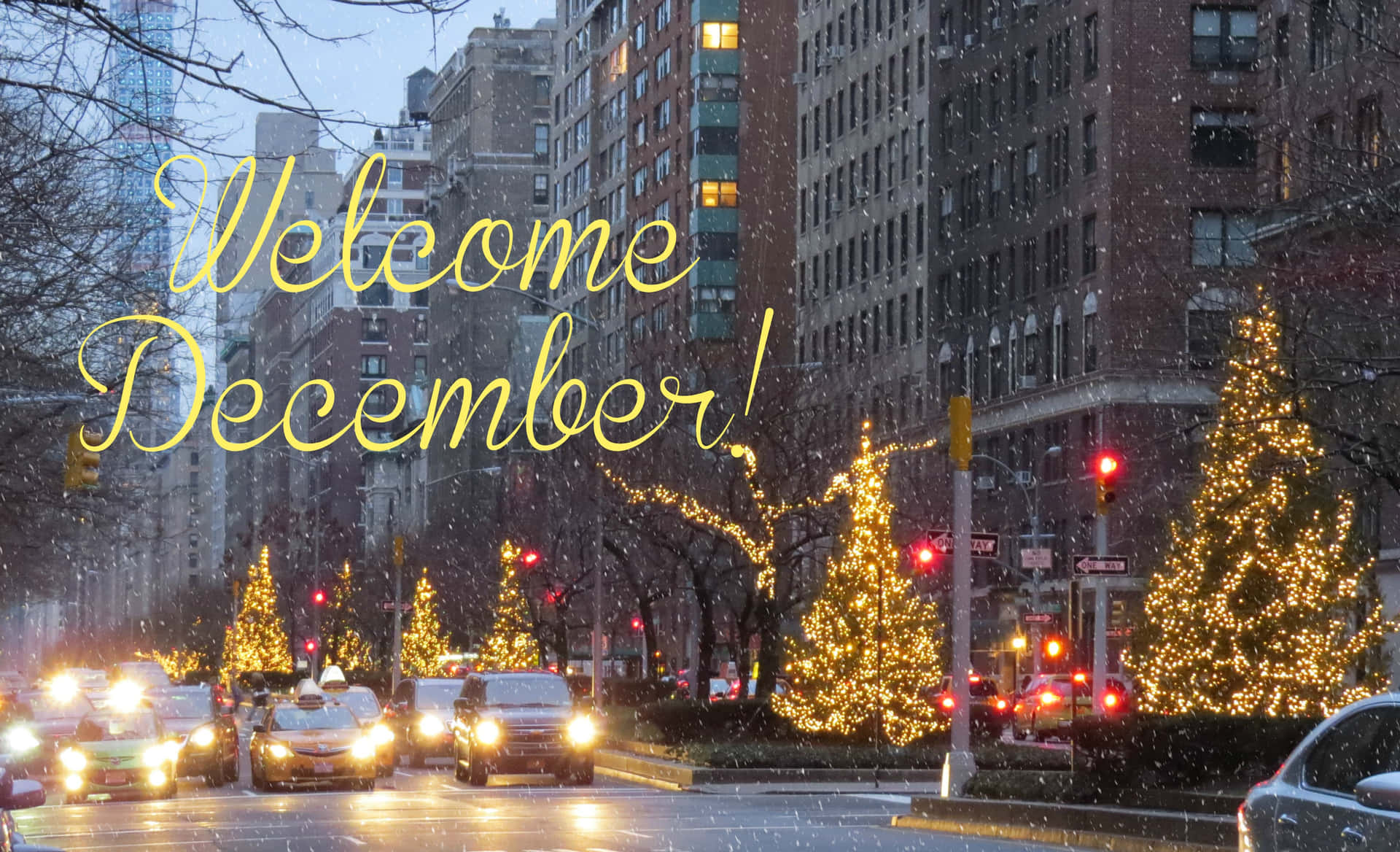 Welcome December Retro New York Background