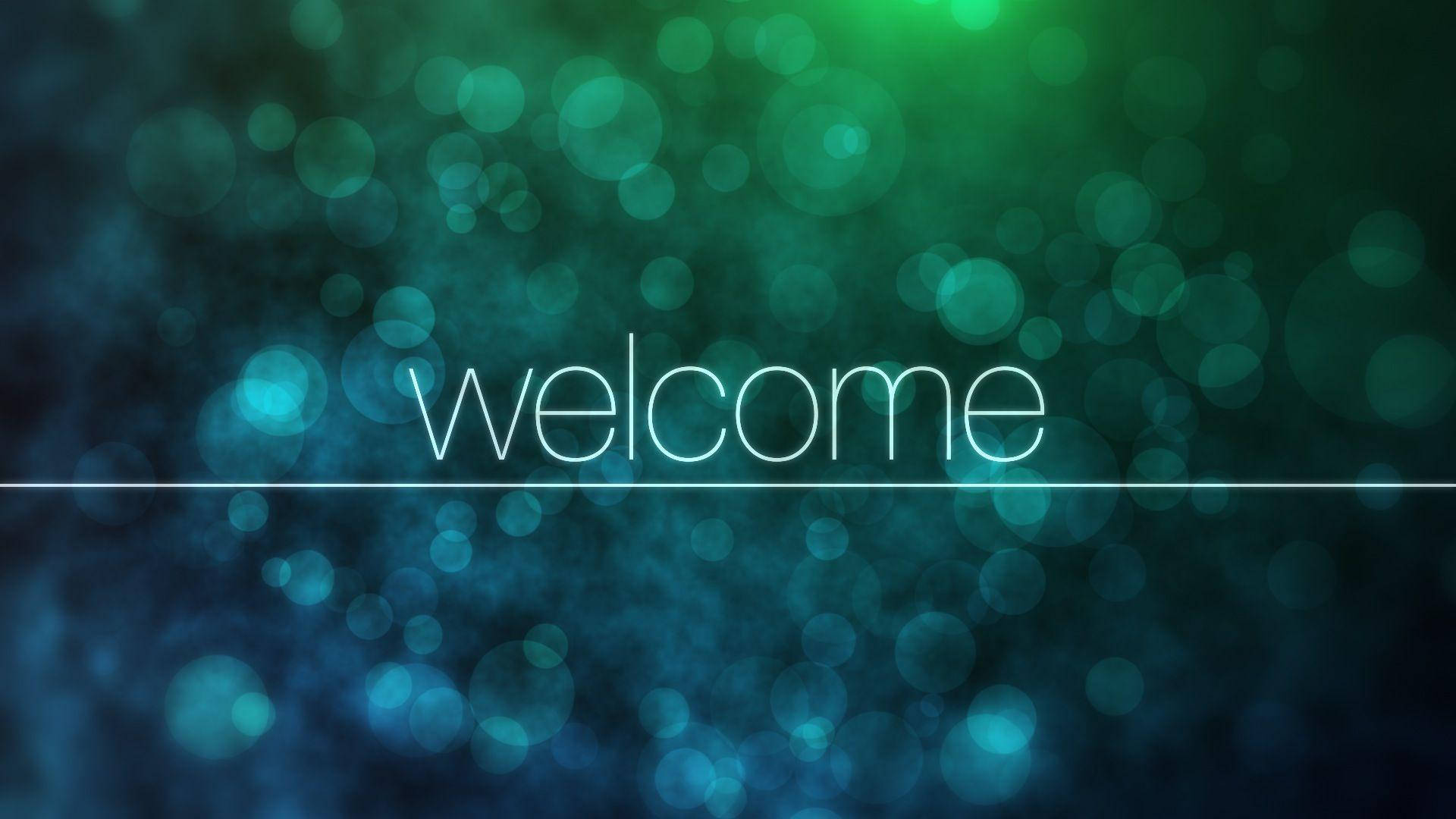 Welcome Green Abstract Particles Background