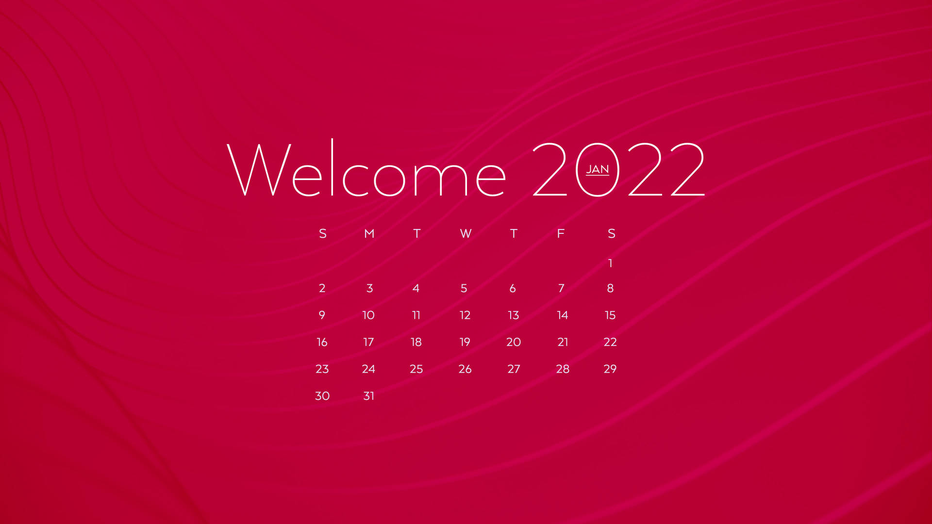 Welcome January 2022 Red Calendar Background