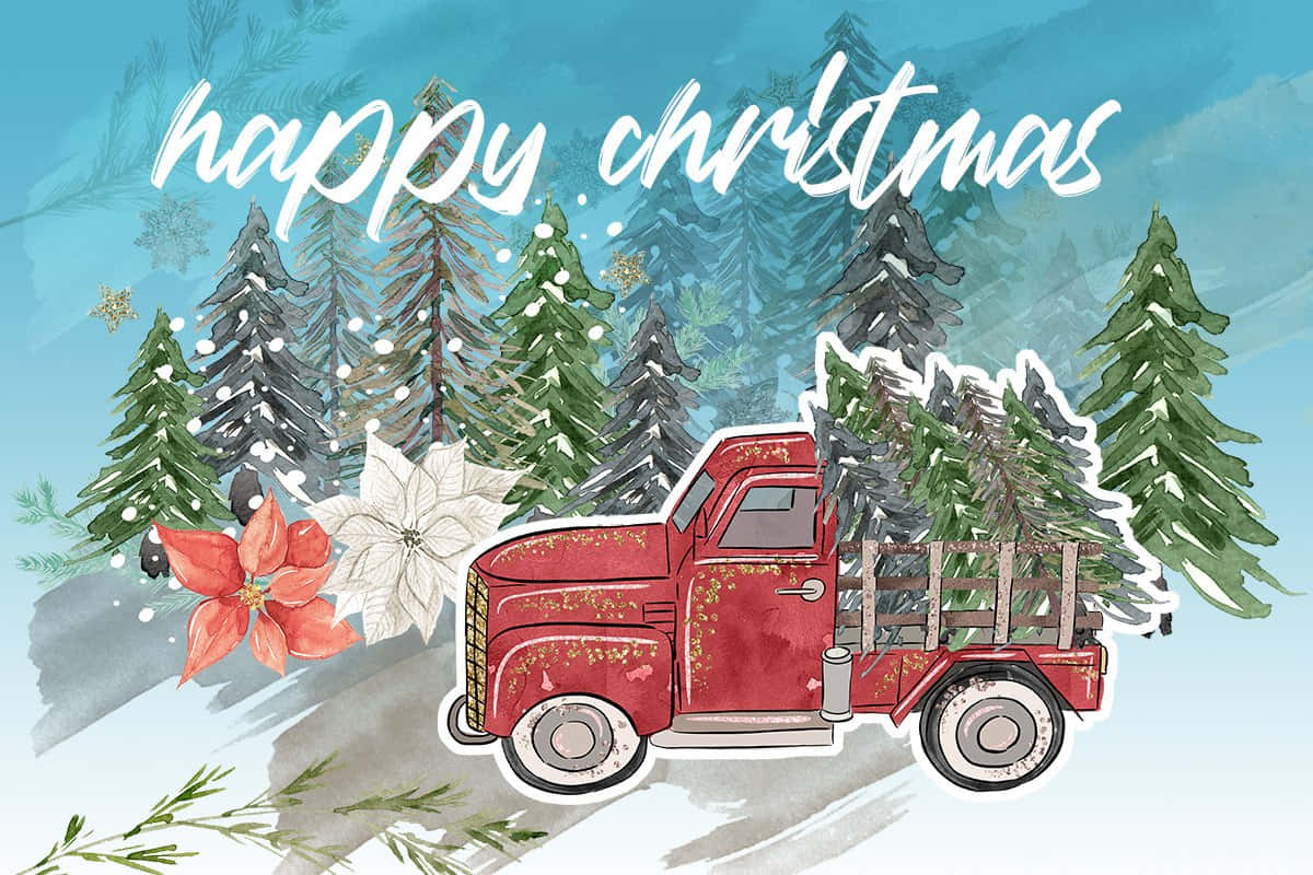 Welcome The Holiday Season With This Festive Vintage Truck Full Of Christmas Cheer! Background