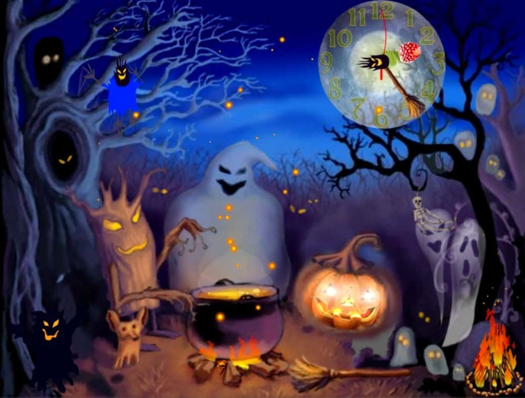 Welcome The Spooky Season With Our Animated Halloween Wallpaper! Background