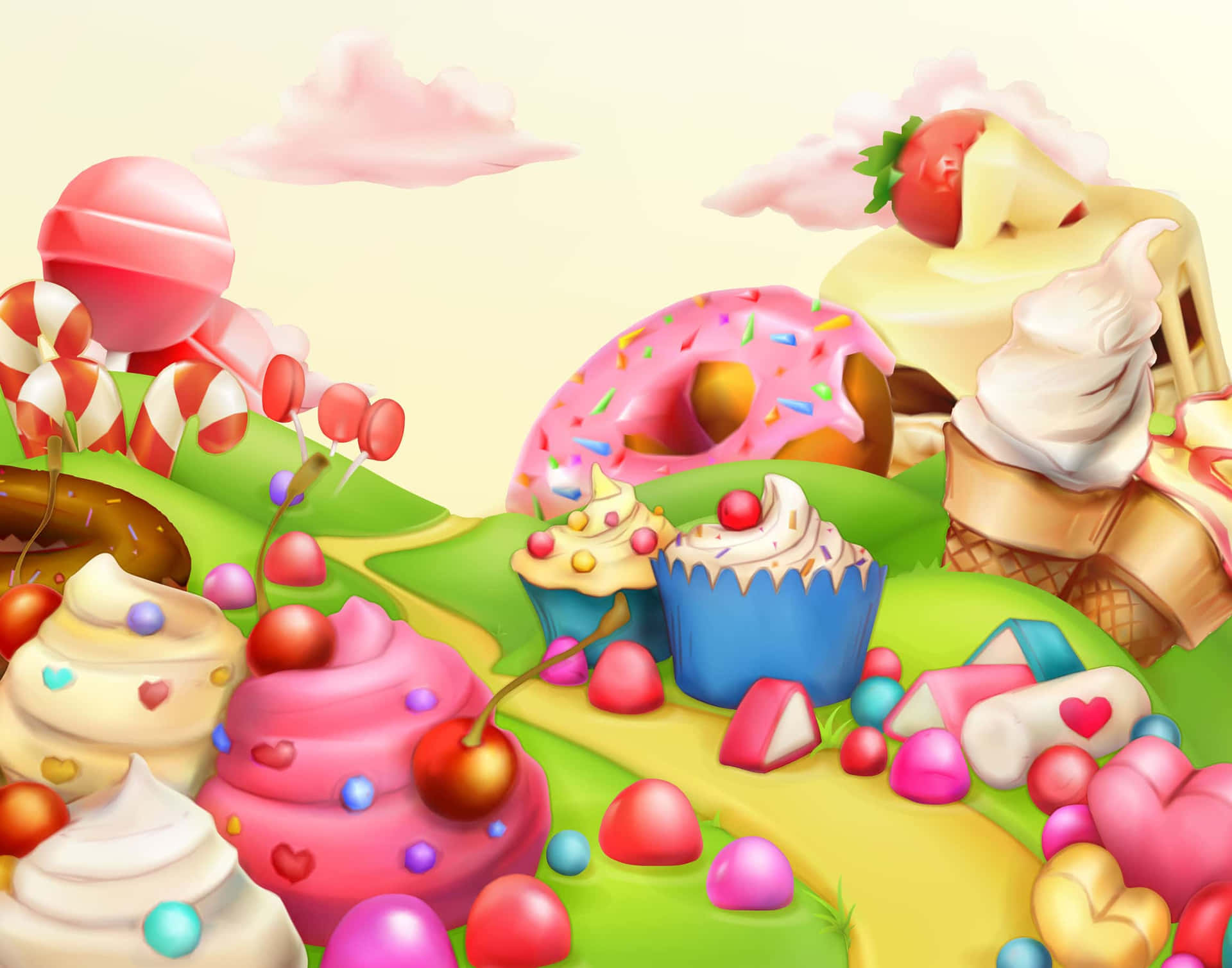 • “welcome To Sweet Memories - Enjoy The Fun Of Candy Land!” Background