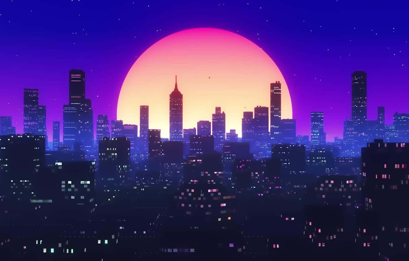 Welcome To Synthwave City—a Neon Metropolis! Background