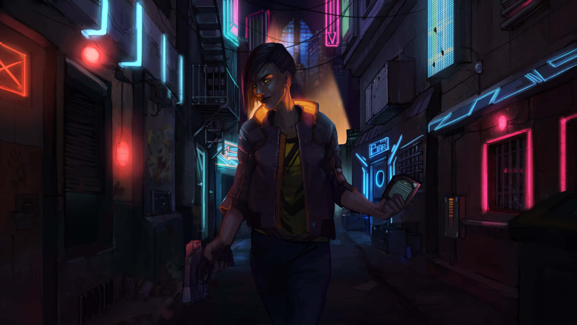 Welcome To The Neon Extravaganza Of Night City Background