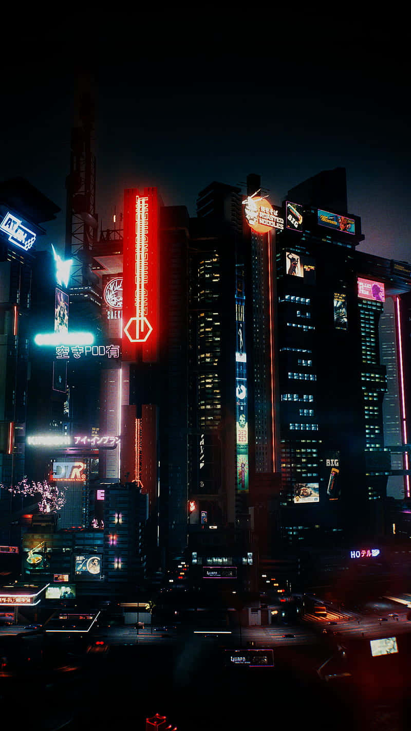 Welcome To The Pink Neon Cyberpunk Night City Background