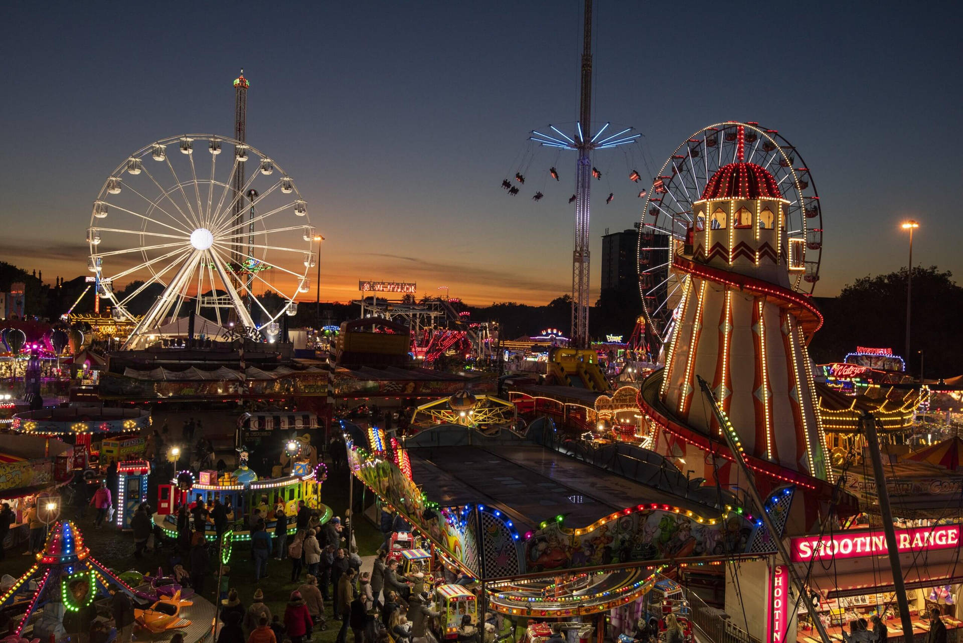 Well-lit Fair At Night Background