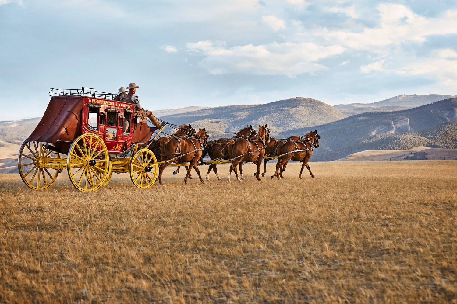 Wells Fargo Carriage In Countryside Background