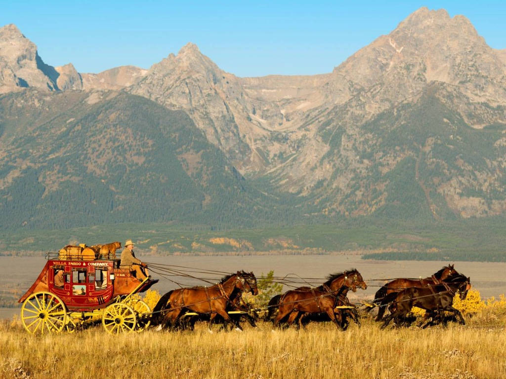 Wells Fargo Carriage In Wheat Field Background