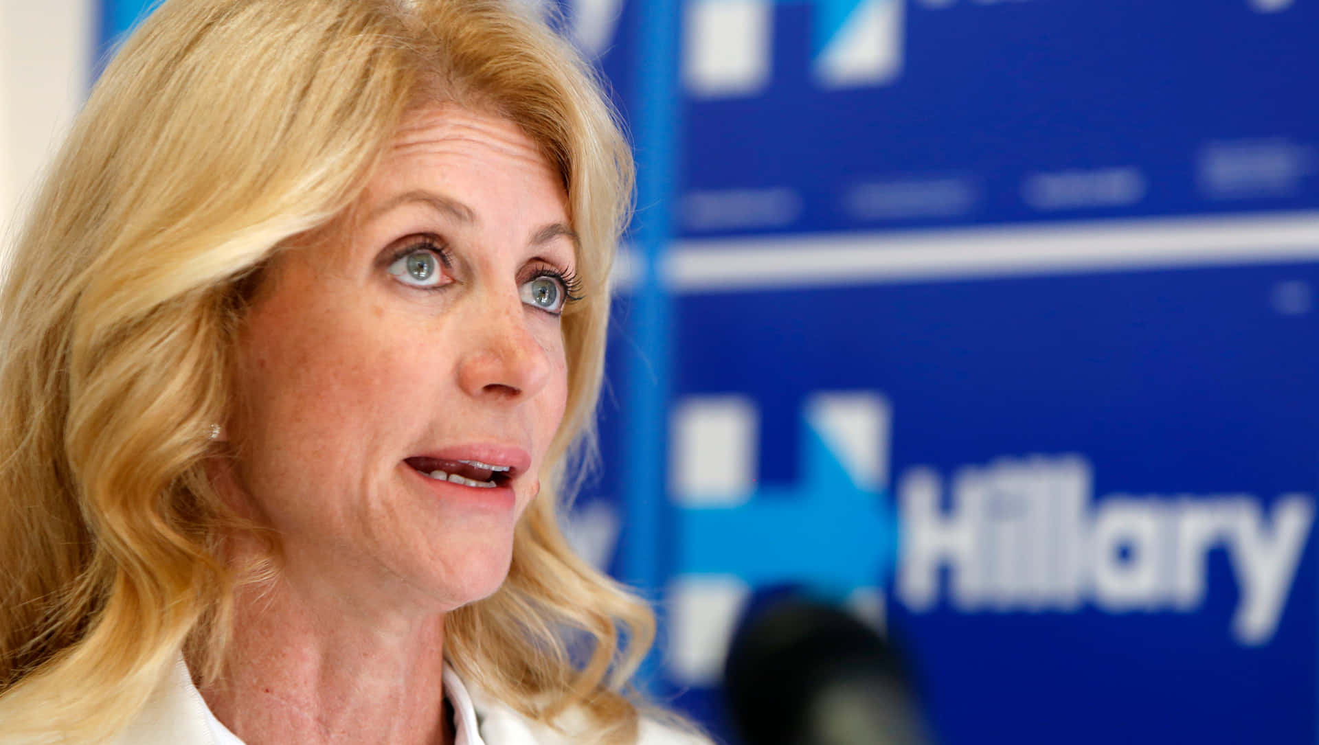 Wendy Davis Speaking At Clinton Supporters Event Background