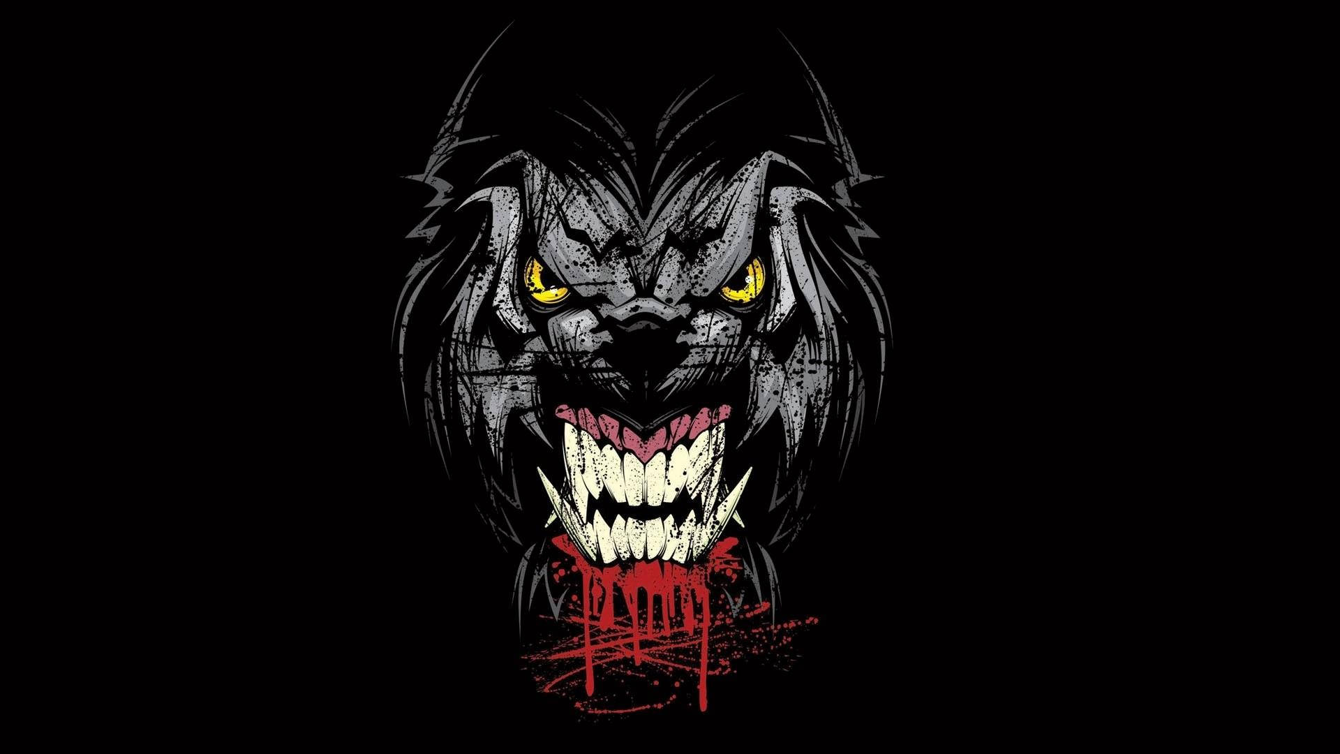 Werewolf Artwork In Black Background