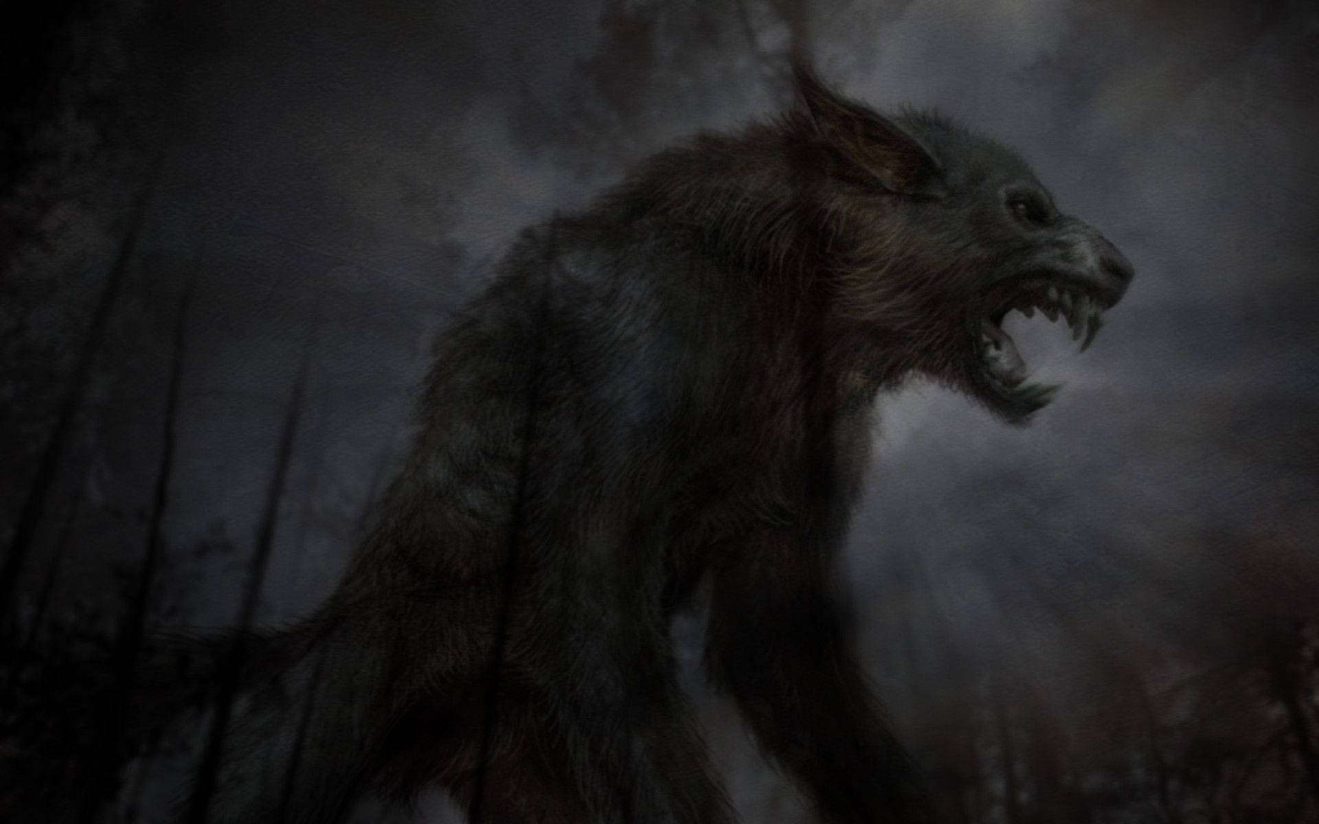 Werewolf Roaring In The Dark Background