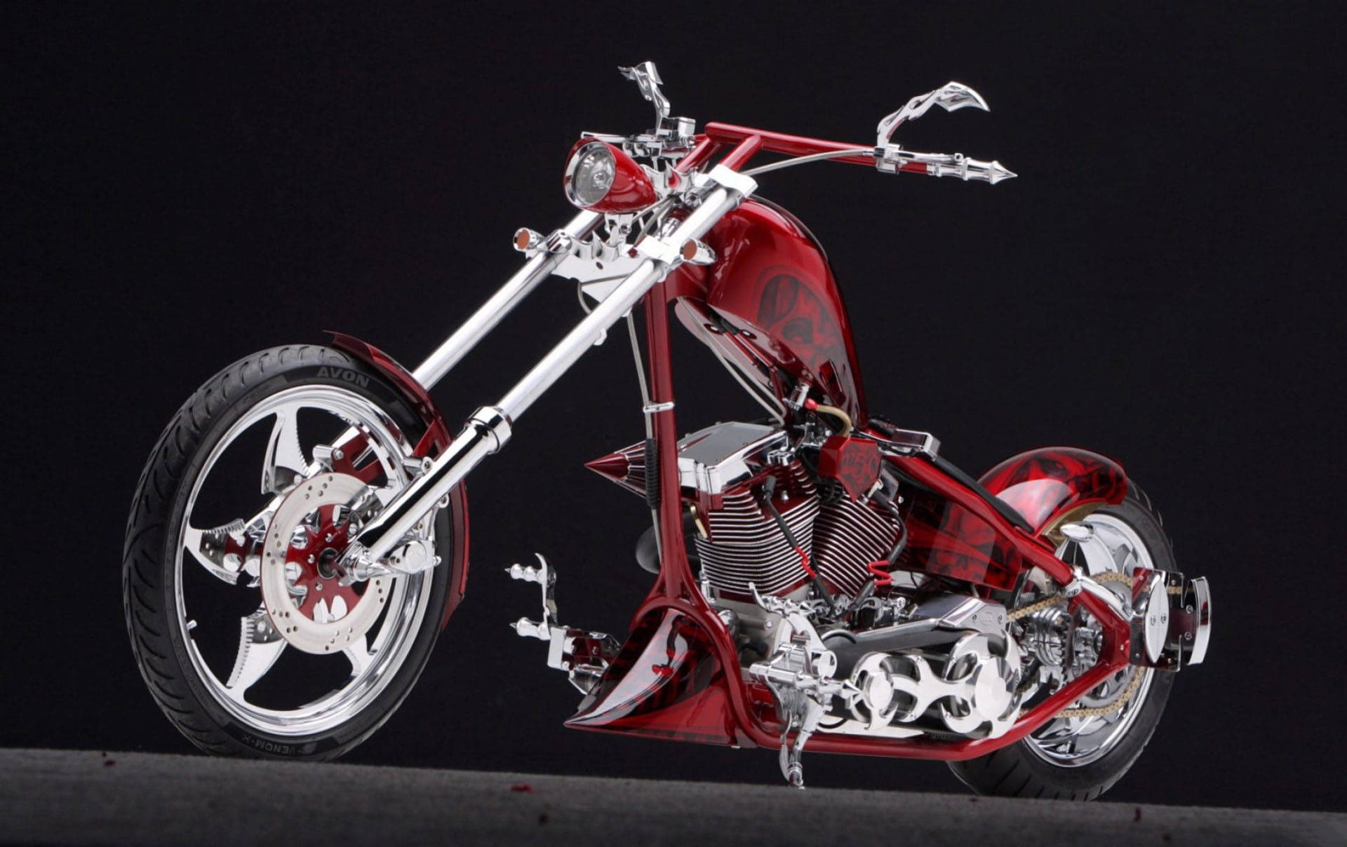 West Coast Choppers Red Motorbike Background