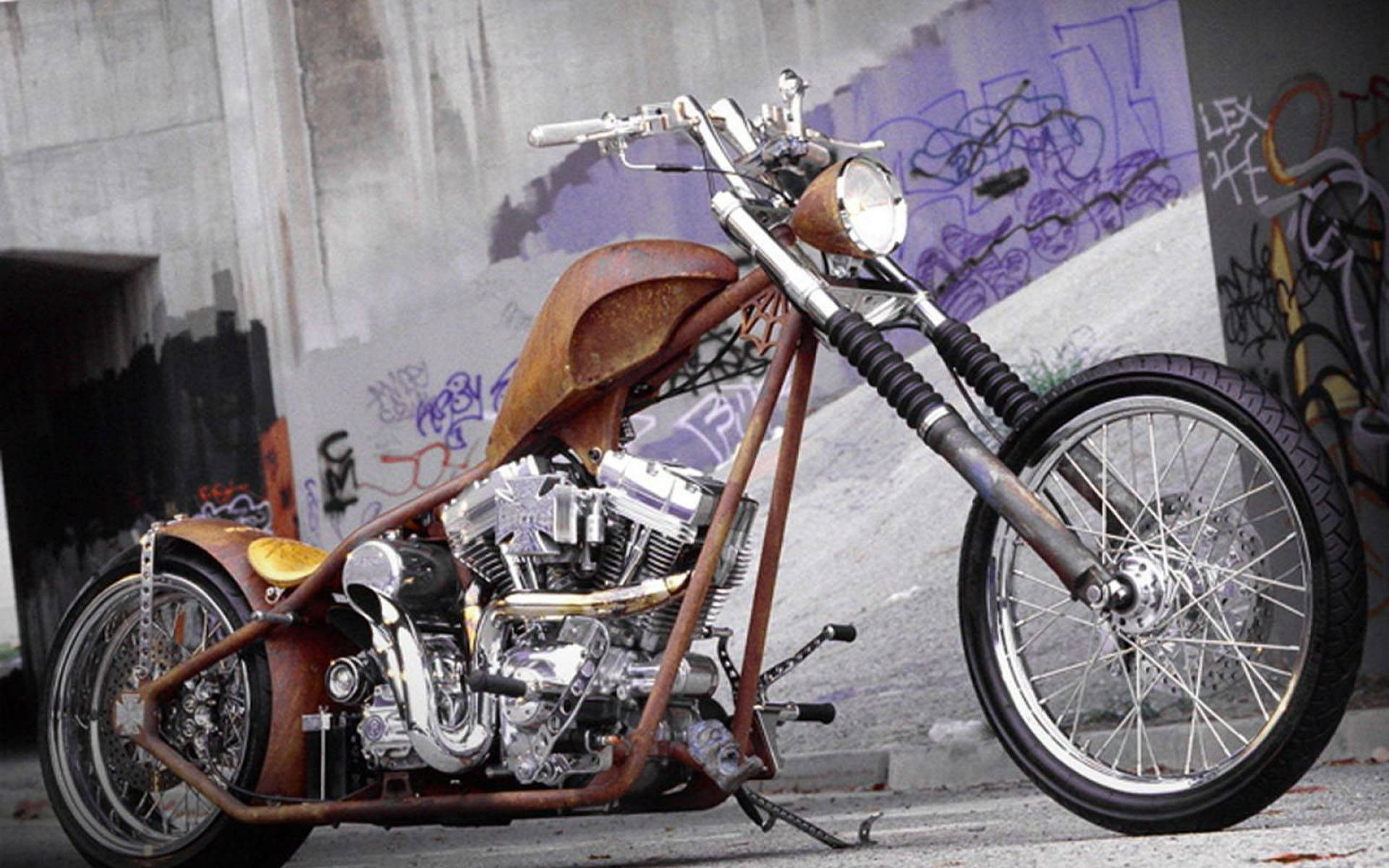 West Coast Choppers Rustic Motorcycle Background