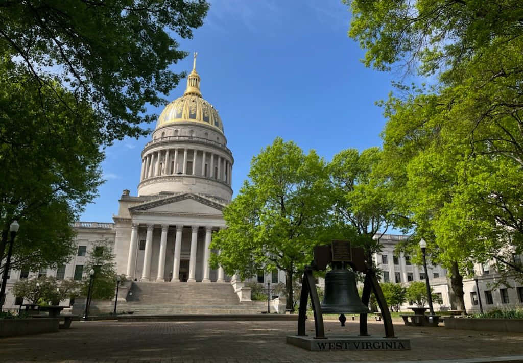 West Virginia And The State's Huge Bell At Its Capitol Building