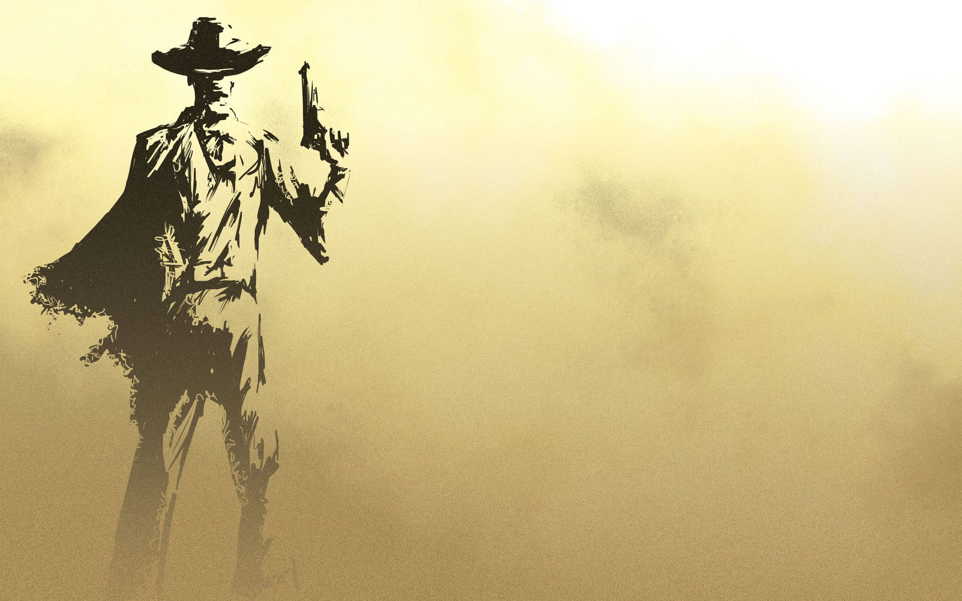 Western Cowboy With Drawn Pistol Background
