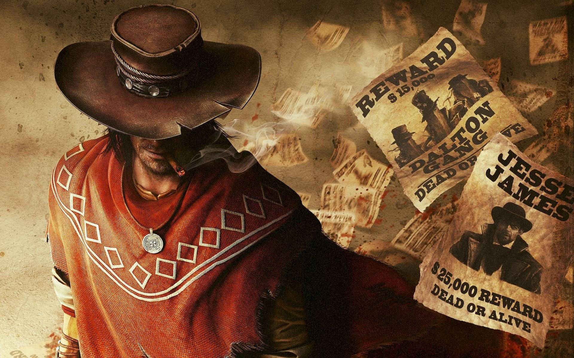 Western Cowboy With Reward Poster Background