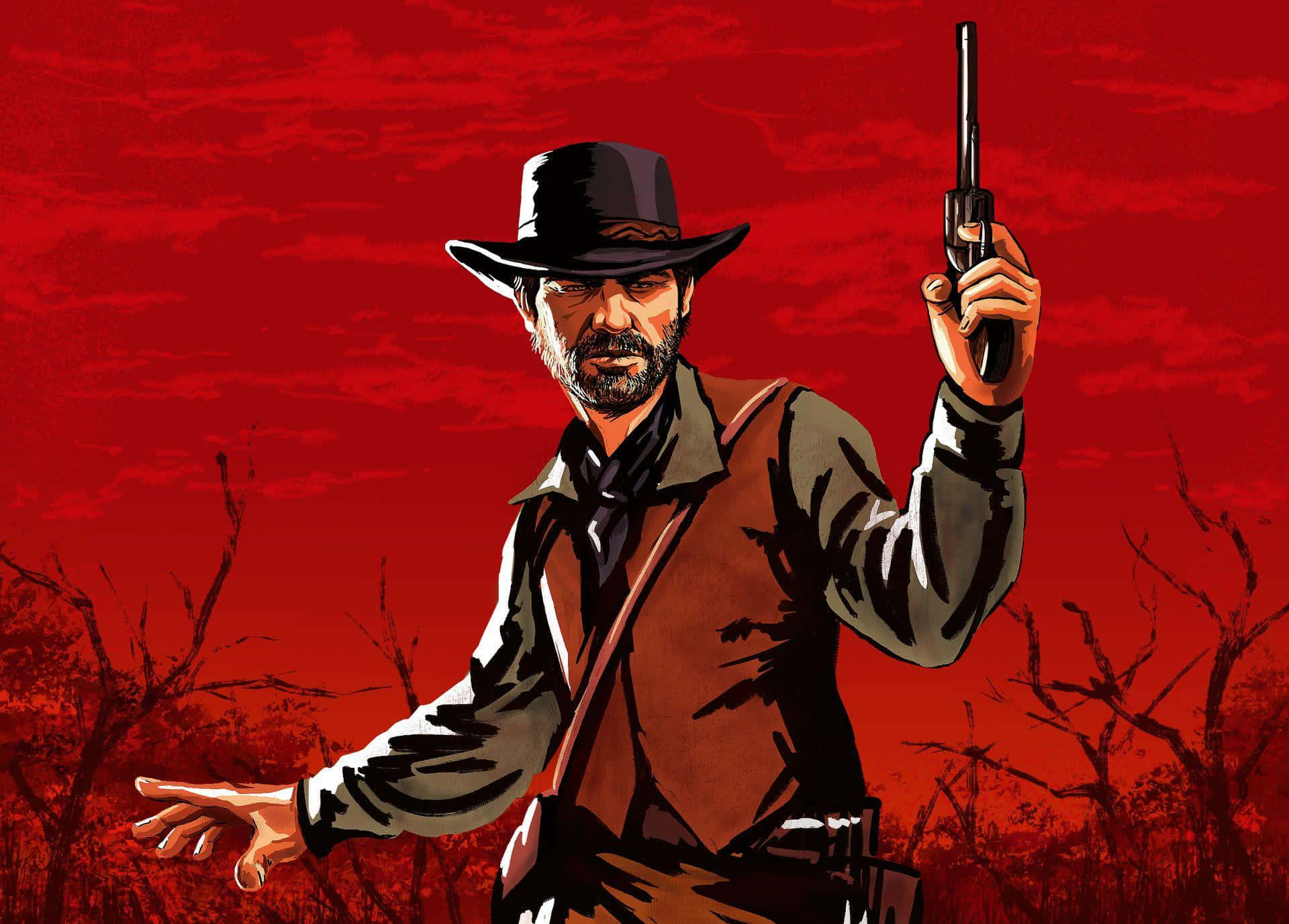 Western Gunman Red Backdrop Background