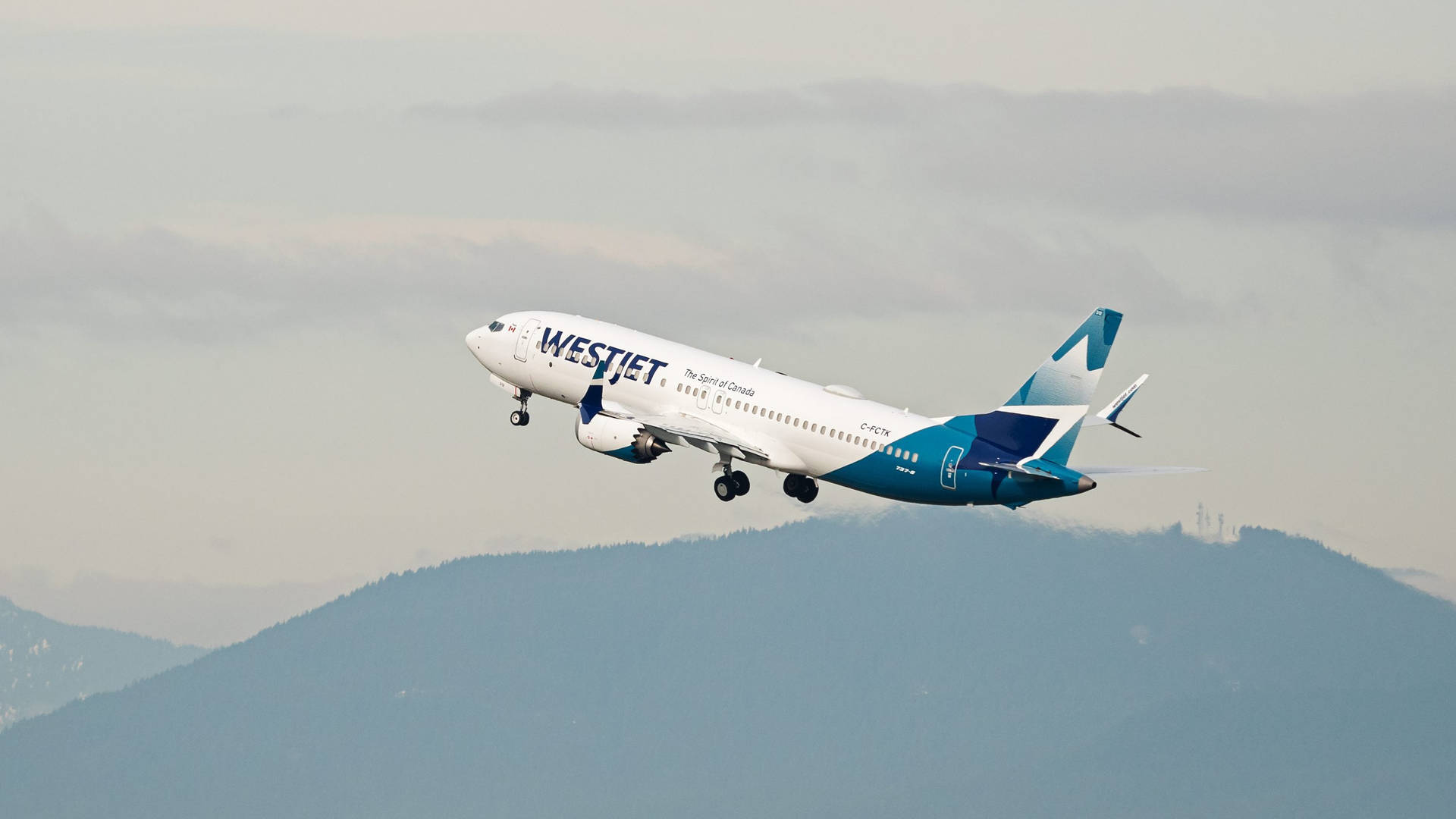 Westjet Airline Airplane Flying Background