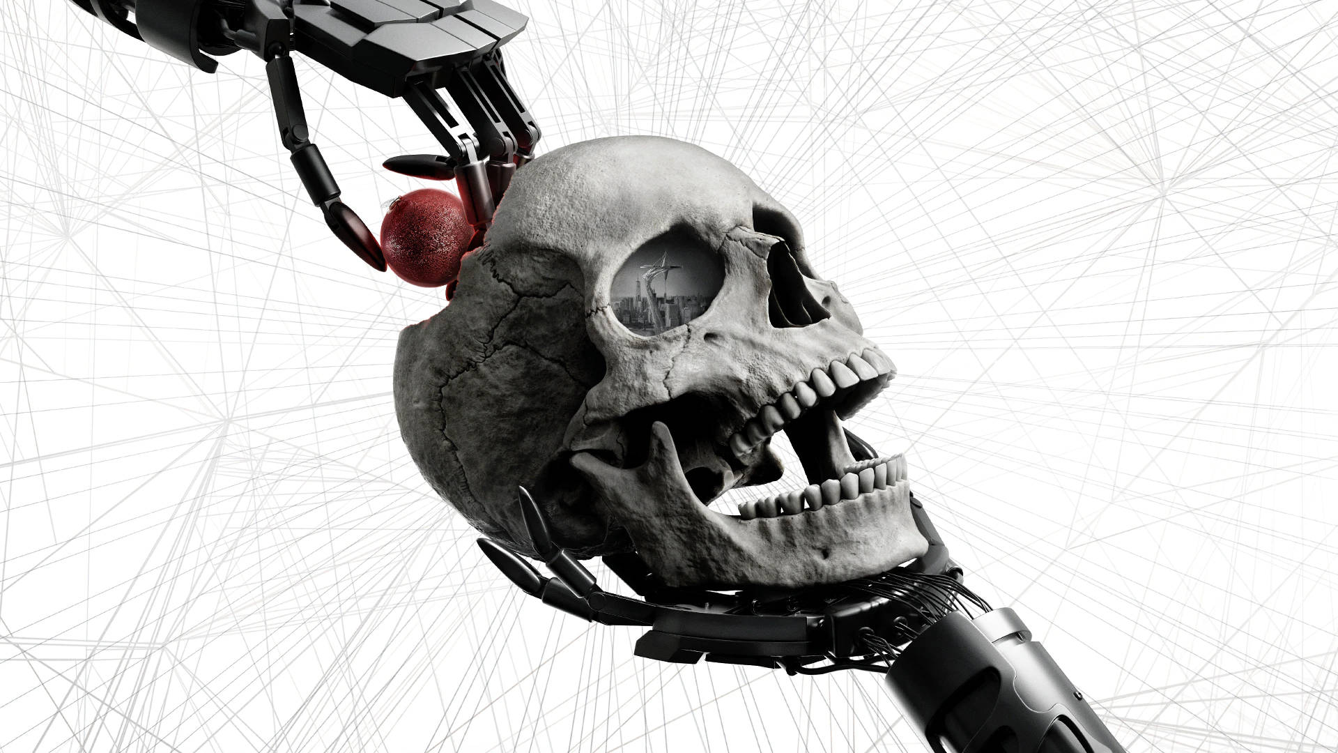 Westworld Robot Hands With Skull Background