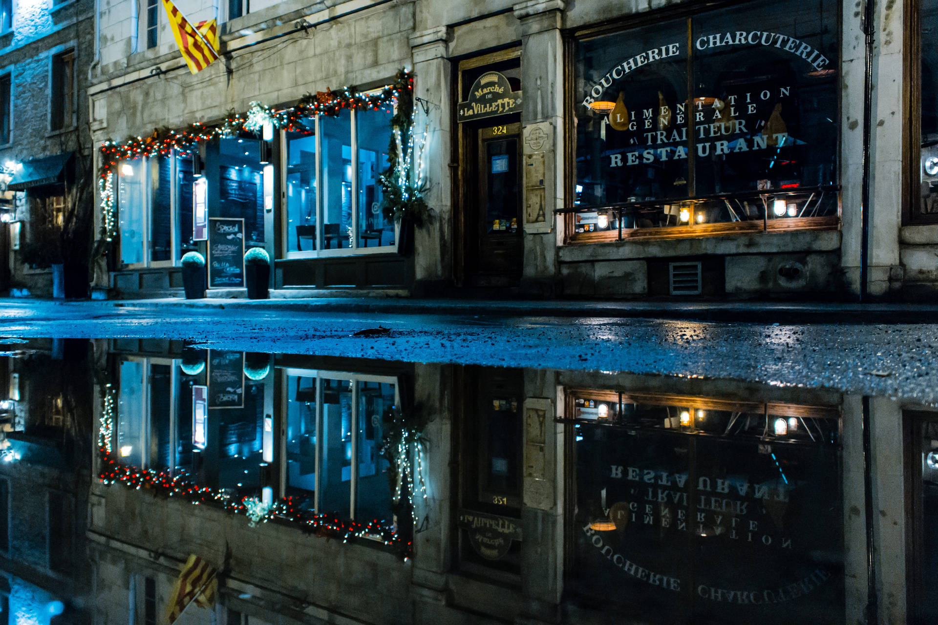 Wet Street Of Montreal