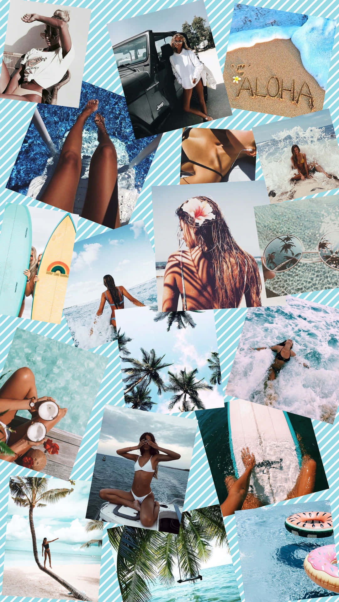 Wet Summer Vacation Beach Collage Background