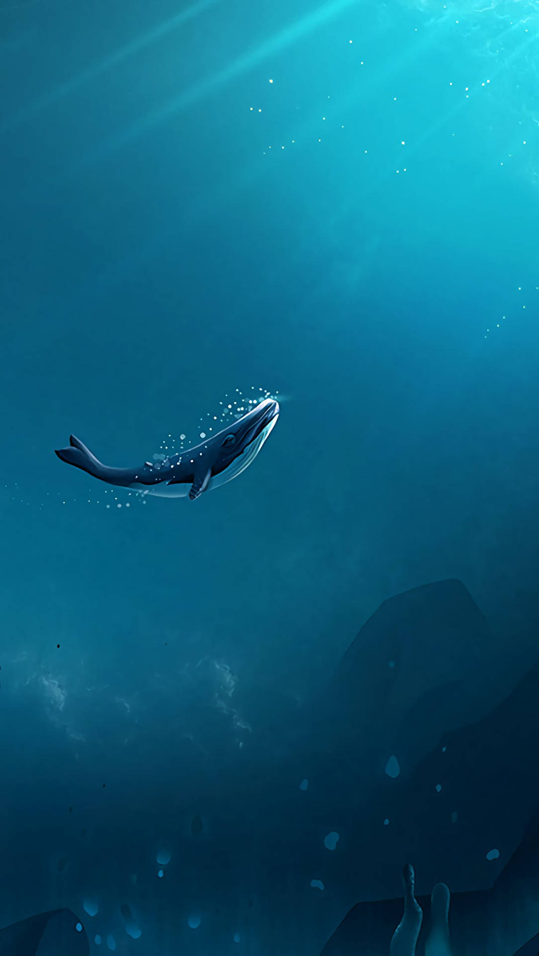 Whale Under The Ocean Background