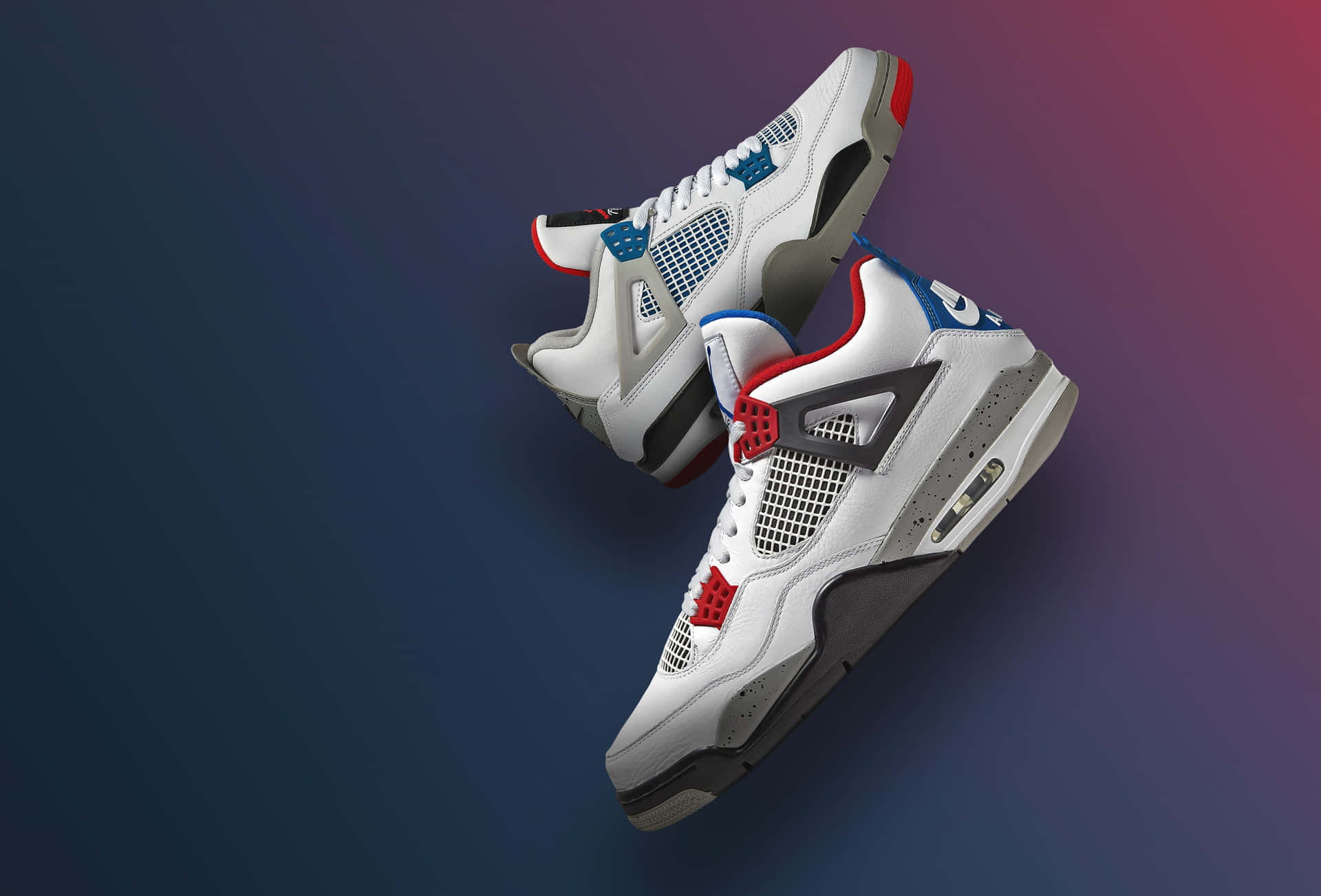 What The Air Jordan 4 White Blue Gradient Background