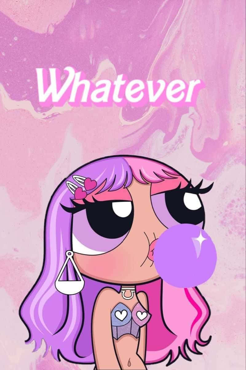 Whatever Powerpuff Girls Pink Background