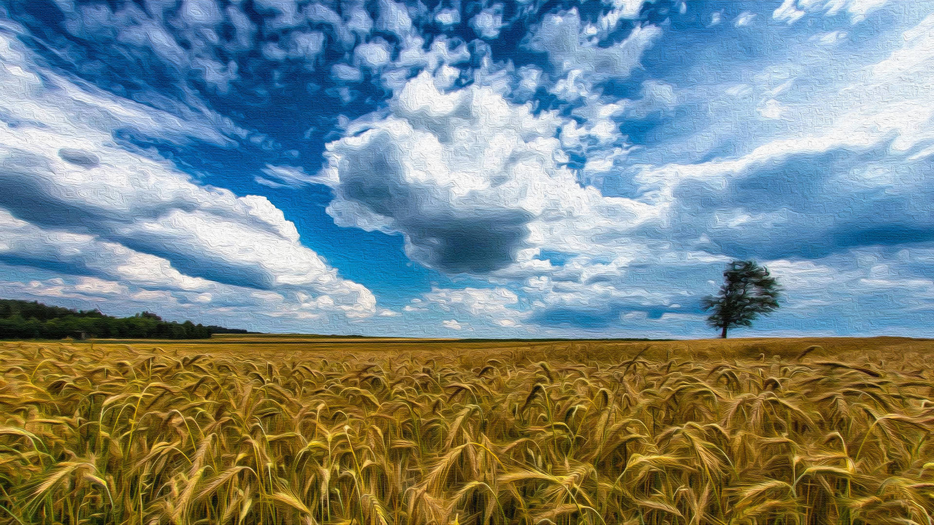 Wheat Field Oil-on-canvas Painting