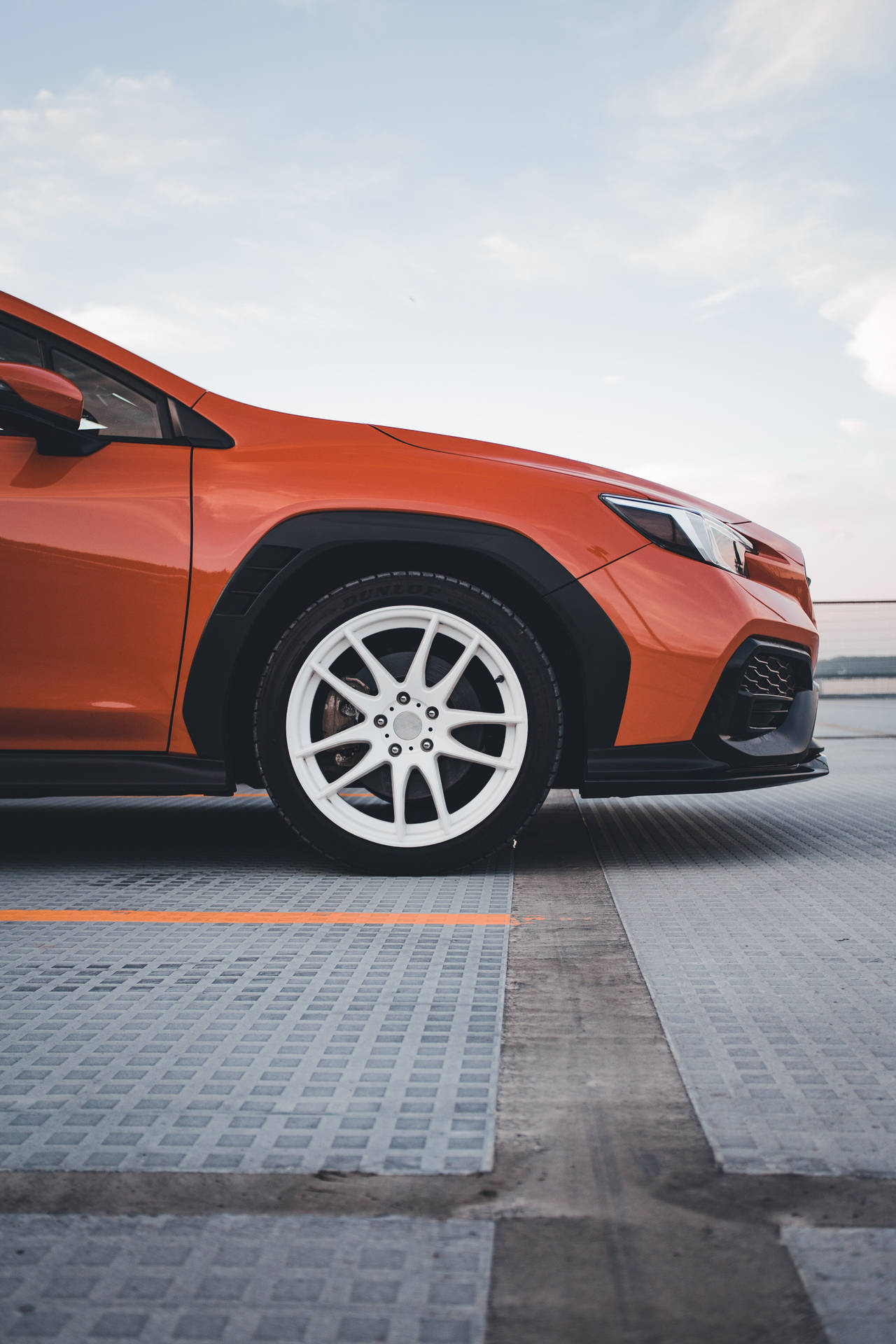 Whelled Orange Subaru Wrx Sti 4k Background