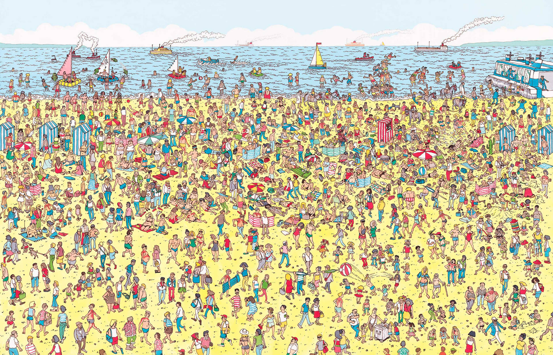 Where's Waldo Beach Crowd Background