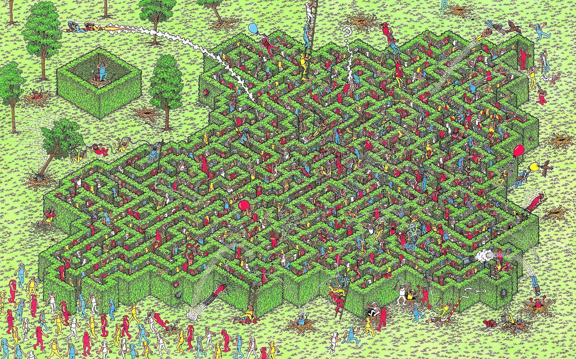 Where's Waldo Hedge Maze Background