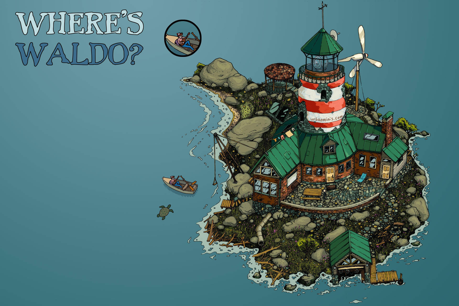 Where's Waldo Island Lighthouse Background