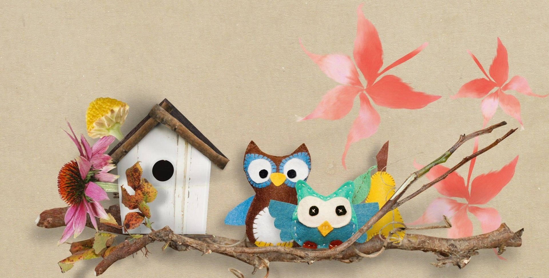 Whimsical Autumn Owls Background