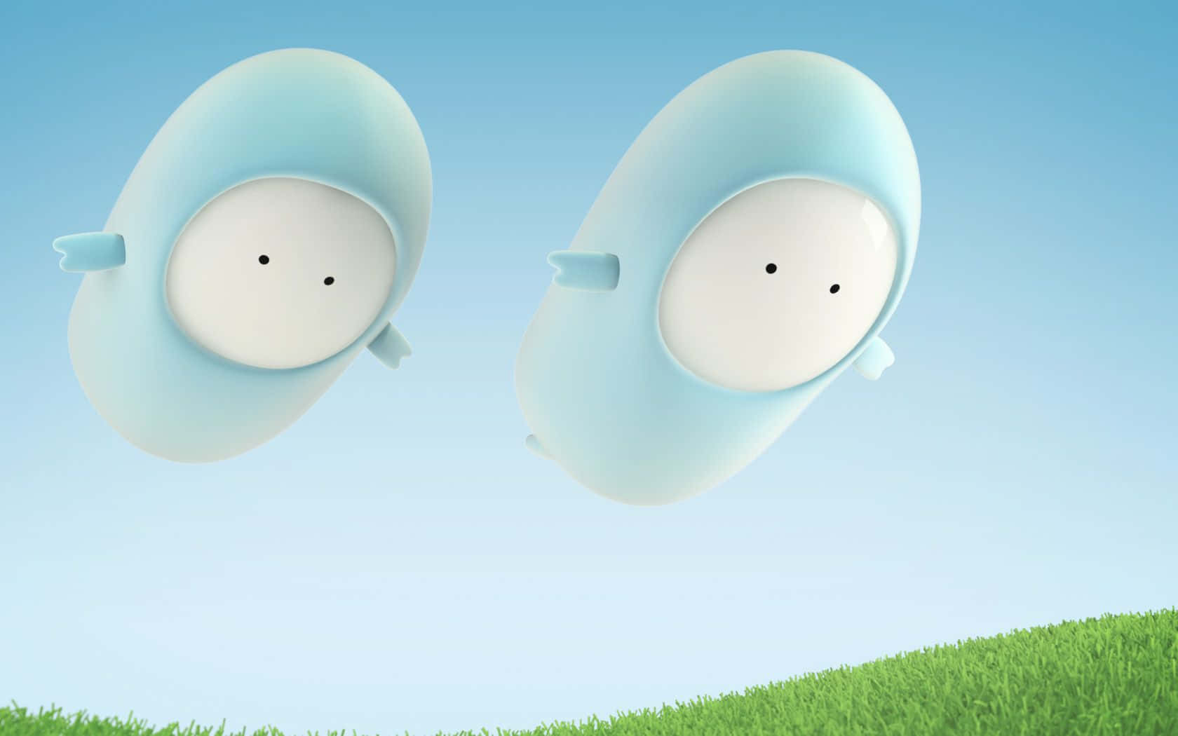 Whimsical Blue Characters Meeting Background