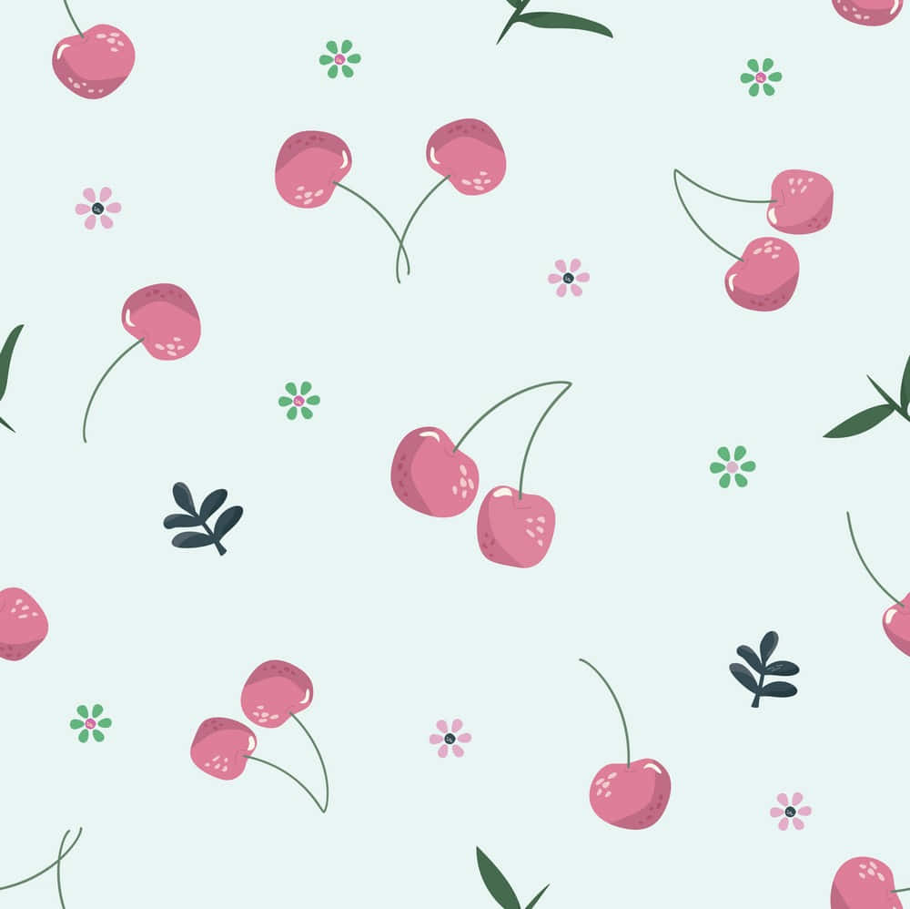 Whimsical Pastel Green Cherry Design Background