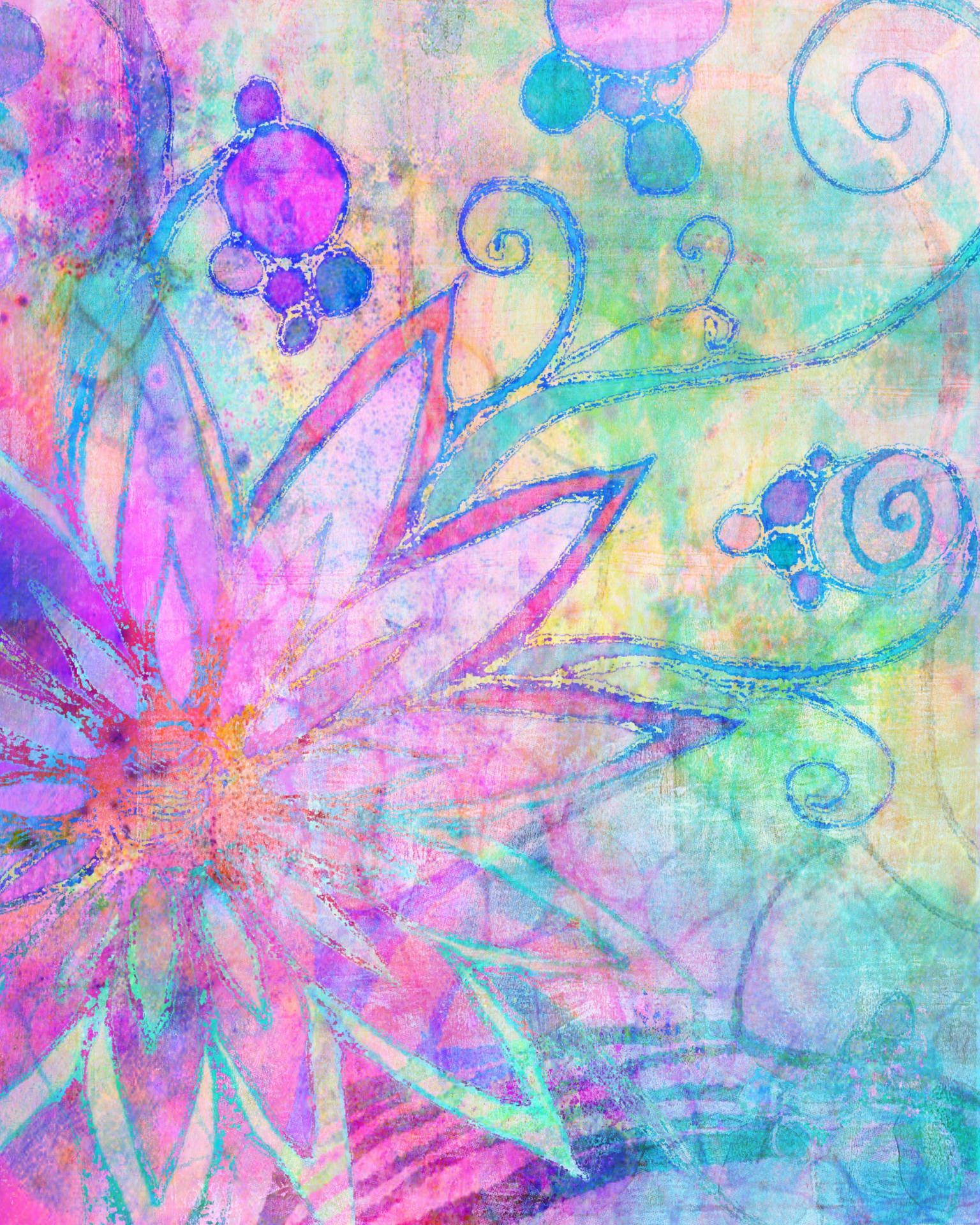 Whimsical Purple Flowers Background